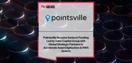 Pointsville CEO Gabor Gurbacs with key investors including Valor Capital’s Bruno Batavia, Tether CEO Paolo Ardoino, and Itaú Vice Chairman Ricardo Villela Marino, celebrating Pointsville’s Series A funding to advance tokenized real-world assets.