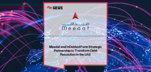 Meedaf CEO Engineer Abdulla Abdul Aziz AlShamsi and InDebted CEO Josh Foreman announce strategic partnership to expand AI-powered debt resolution solutions across the UAE and GCC.