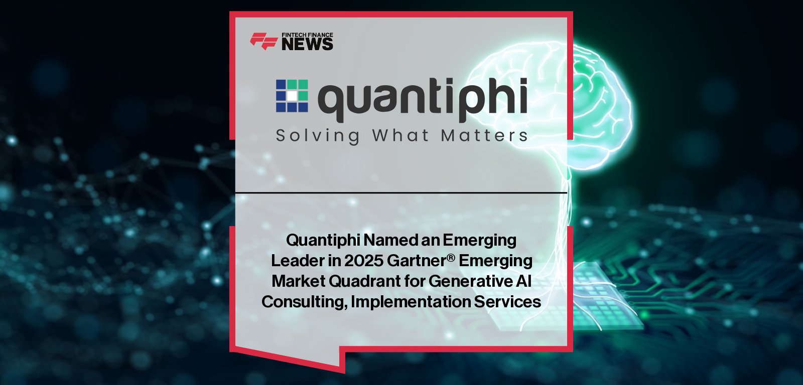 Quantiphi is recognized as an Emerging Leader in the 2025 Gartner Innovation Guide for Generative AI Consulting and Implementation Services, highlighting its AI-first approach and impact-driven platforms baioniq, Codeaira, and Dociphi.