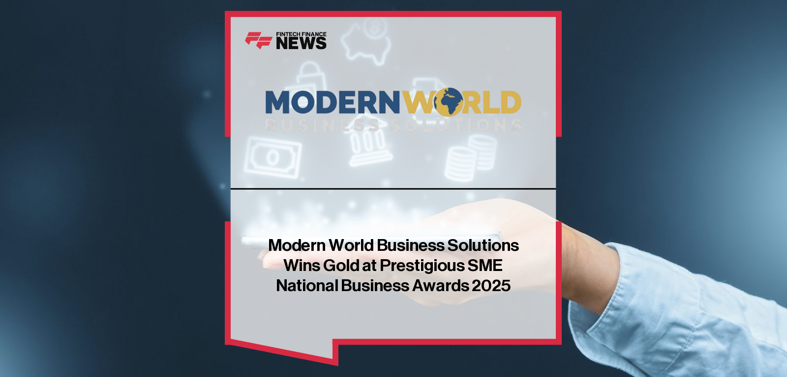 Warren Whitfield and the Modern World Business Solutions team celebrate winning Gold in the High Growth Business of the Year category at the 2025 SME National Business Awards.