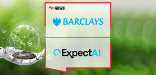 Daniel Hanna of Barclays and Anand Verma of ExpectAI announcing a collaboration to test AI-driven sustainability insights for UK small and medium-sized businesses.