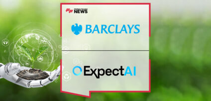Daniel Hanna of Barclays and Anand Verma of ExpectAI announcing a collaboration to test AI-driven sustainability insights for UK small and medium-sized businesses.