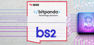 Nadeem Ladki of Bitpanda Technology Solutions and Carlos Eduardo T. de Andrade Jr. of Banco BS2 announcing a strategic digital asset infrastructure partnership in Brazil.