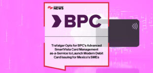 José Luis Mateos of Trafalgar SOFIPO and Daniel Hernández of BPC announcing a cloud-based debit issuing partnership in Mexico.