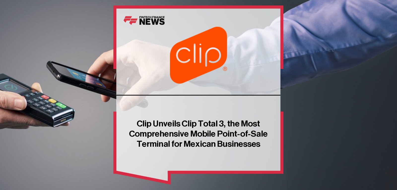 Clip Total 3 payment terminal by Clip showcased with Fernando Gómez Rayón at the product launch in Mexico.
