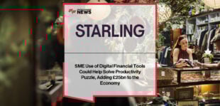 UK small business owner using digital banking and accounting tools on a laptop, supported by Starling Bank’s SME platform.