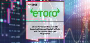 eToro Chief Investment Officer Gil Shapira and Amundi representatives announcing their partnership to launch the Key Themes & Convictions investment portfolio.