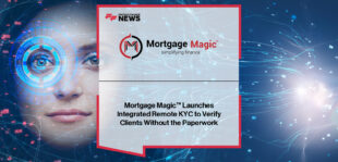 Mortgage broker using Mortgage Magic Client app to complete electronic ID verification and remote KYC checks with a client on a smartphone.
