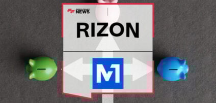 Rizon neobank mobile app displaying global USD account features on a smartphone used by a freelancer for digital payments and earnings.